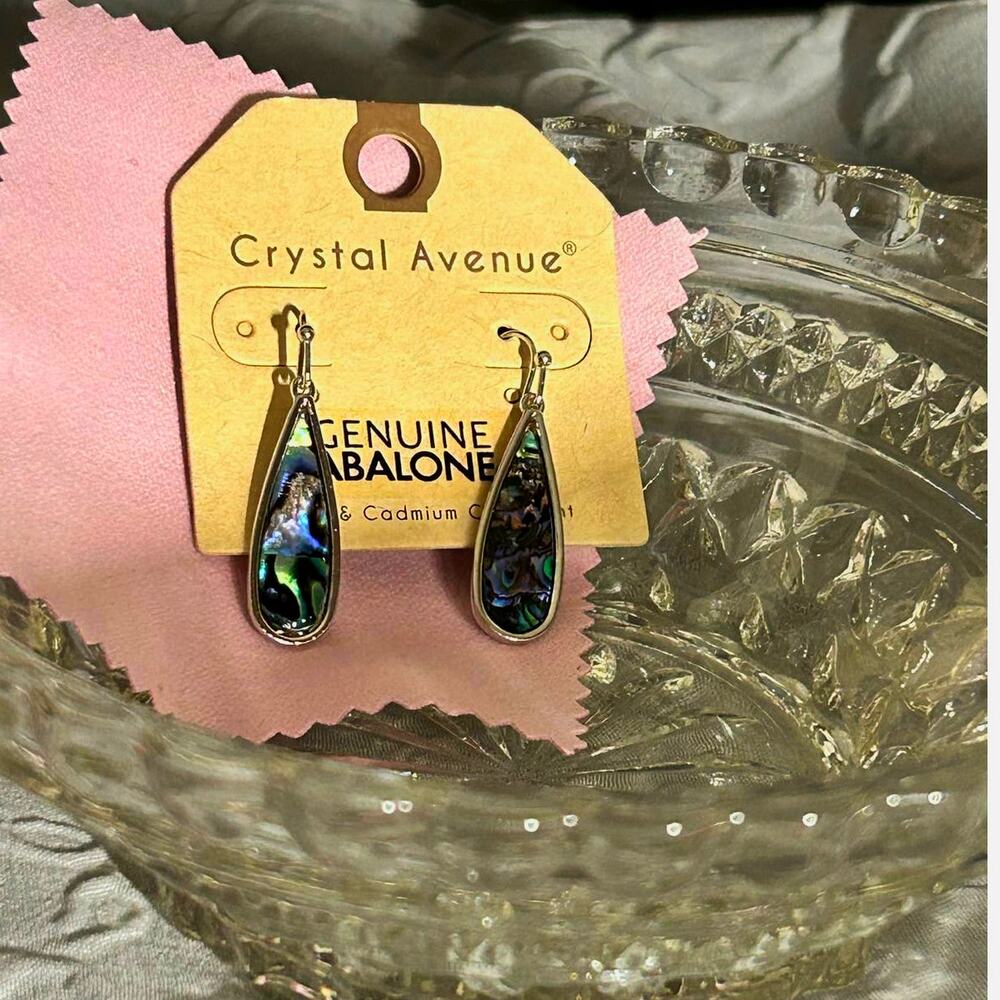New Genuine Abalone Stainless Steel Dangle Earrings